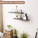 Axeman Floating Shelves for Wall, 24''W x 8'' D Rustic Solid Elm Wood Shelves for Storage, Wall Mounted Display Shelving with Invisible Heavy-Duty Metal Bracket (Grey, 2PCs) by CozyNest Decor