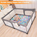 Foldable Baby Playpen with Gate, Extra Large Collapsible Play Yard for Babies & Toddlers, Portable Travel Play Pen with Fence, Safe Activity Center for Indoor & Outdoor Use (59"×71" Grey) by TinyTreasures Baby Boutique