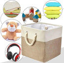 i BKGOO 3Pack Large Foldable Storage Bins，Collapsible Sturdy Cationic Fabric Organizing Storage Basket Cube with Cotton Handles for Home Office Shelf Clothes Toys White-Khaki 13×13×13 inch by CozyNest Decor
