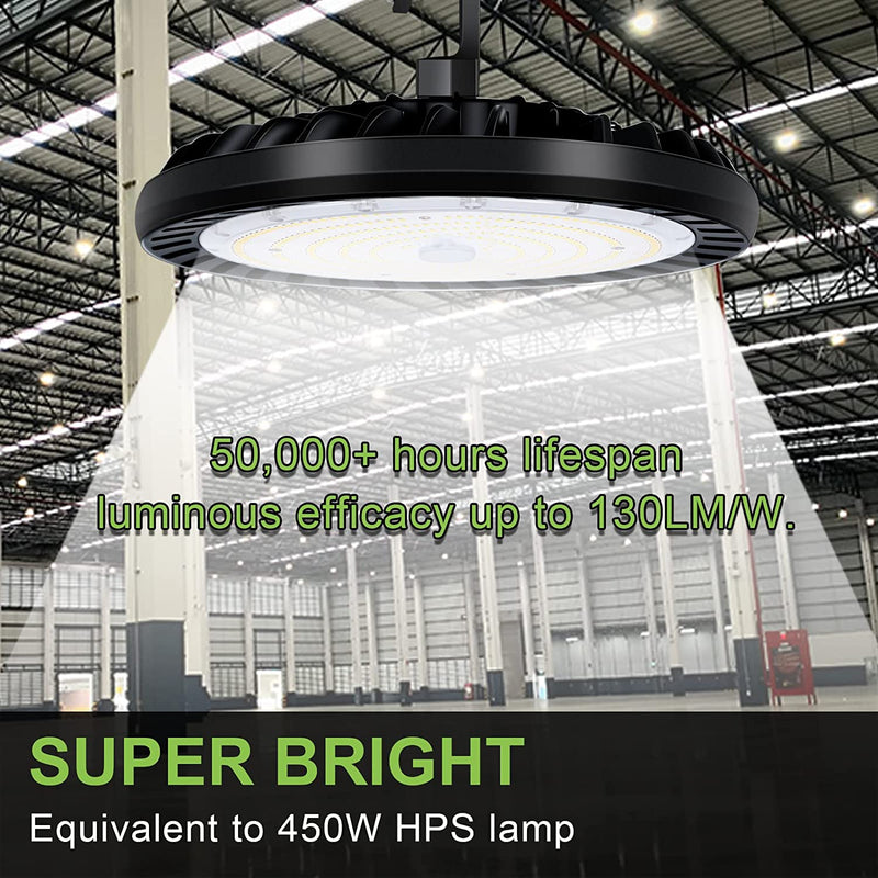 Elite+ Series LED High Bay Light, 5000K, Dimmable, 50K Hours Lifespan, ETL Listed