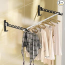 Dr.DJ Wall Mount Coat Hanger Holder Black Clothes Drying Organizer Rack Garment Hooks Aluminium Retractable Folding Indoor Wall Mounted Hanger for Laundry Room Bedroom Black 2Pack with 80cm Rod by CozyNest Decor