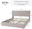 Allewie King Size Lift Up Storage Bed, Modern Wingback Headboard, Hydraulic Support, No Box Spring Needed, Light Beige by CozyNest Decor