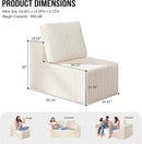 Single Sofa 1 Seat Couch with Deep Seat Memory Foam Cloud Chair with Pillows Large Sofa with L Shape for Living Room Bedroom (Strip White, Single) by CozyNest Decor