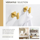 Angle Simple Towel Hooks for Bathroom, SUS 304 Stainless Steel Square Robe Coat Wall Hooks, Hand Towel Holder, Brushed Gold, 2 Pack by CozyNest Decor