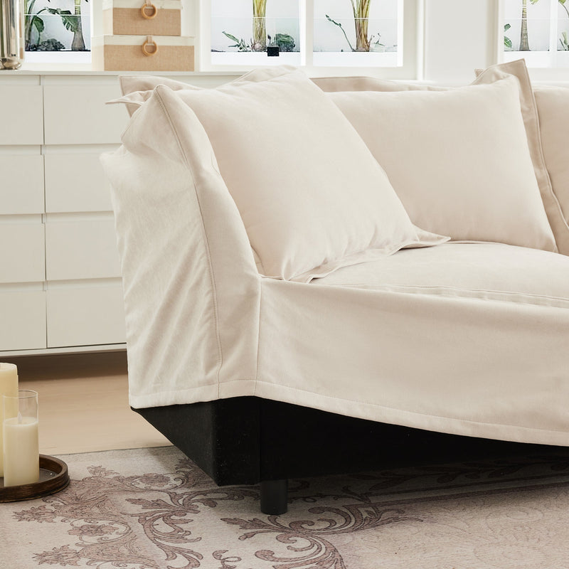 Slipcovered Sofa 2 Seater Sofa With 2 Ottomans, photo 4 of 10