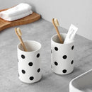 Black Polka Dot Ceramic Toothbrush Holders White - 2 Cups Toothbrush Holders for Bathrooms Toothbrush Toothpaste Holders, White Bathroom Tumbler Cups, Reusable Toothbrush Cups by CozyNest Decor