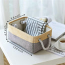 TheWarmHome Decorative Basket Rectangular Fabric Storage Bin Organizer Basket with Handles for Clothes Storage (Gold&Grey, Medium-1Pack,13.8L*9.8W*6.7H) by TinyTreasures Baby Boutique