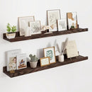 Floating Picture Ledge Shelves 36 Inch Solid Oak Wood Set of 2, Rustic Wall Storage Shelves with Lip, Kids Bookshelf, Photo & Picture Ledge Shelves for Bedroom, Living Room, Kitchen by CozyNest Decor