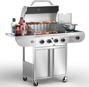 Gas Grill,Heavy-Duty Stainless Steel BBQ Grill,4 Burner Gas Grill with Side Burner,42000 BTU Propane Grill for Outdoor Cooking,Barbecue,Garden and Patio Backyard by GreenHaven Gardens