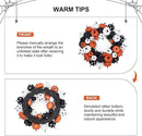 GarveeHome Halloween Pumpkin Wreath for Front Door, 18 Inch Fall Farmhouse Wreath with Orange, Black and White Pumpkins, Rattan Bottom Halloween Indoor Outdoor Home Party Decor by CozyNest Decor