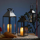 MATICO Stainless Decorative Pinnacle Candle Lantern Set of 3, Hanging Decor Hurricane Lantern Candle Holder for Festival Ceremony Home Decor, Both Indoor & Outdoor Use, Black by CozyNest Decor