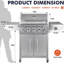 Llamaviva 5 Burner Propane Gas Grill with Side Burner,Stainless Steel BBQ Grill with Porcelain-Enameled Cast Iron Grates, 68000 BTU Cabinet-Style Cart Design for Outdoor Patio Barbecue- food clip by GreenHaven Gardens