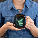Customized Name Black Coffee Mug, Personalized Beautiful Northern Lights And Lighthouse Mug, Custom Mystical Ocean View Ceramic Cup, Gift For Women Men, Nature Themed Mug 11oz 15oz by CozyNest Decor