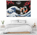 Houselerax Japanese Koi Fish Tapestry, Yin Yang Big Wave Red Cherry Blossom Tapestries Wall Hanging for Bedroom Living Room Office Decor 60"x40" by CozyNest Decor