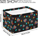 Multicolor Storage Basket Bin Autism Awareness Puzzle Pieces Heart Organizer Collapsible Shelf Cube with Handle for Nursery Bedroom Bathroom by TinyTreasures Baby Boutique