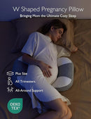 Momcozy Plus W Shaped Pregnancy Pillow for Sleeping, Adjustable Maternity Pillow for Side Sleepers, Portable Wedge Belly Support, Compact Design for Back Belly and HIPS, Grey and White by TinyTreasures Baby Boutique