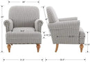 chairus Linen Accent Chair for Living Room Set of 2 Upholstered Mid Century Modern Single Sofa Chair with Solid Wood Legs Comfy Reading Armchair for Bedroom/Office Room/Recption/Lounge, Black Stripe by CozyNest Decor