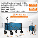 Collapsible Folding Wagon Cart, 350LBS Utility Large Capacity Cart Foldable Wagon with All Terrain Wheels, Grocery Wagons Carts for Garden Shopping Sports Camping, Blue by GreenHaven Gardens