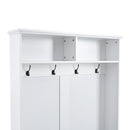 5-in-1 Entryway Bench with Coat Rack, Cushion and 4 Sturdy Hooks, 40.6" Wide Hall Tree with Shoe Storage Bench for Hallway, Entryway, Living Room