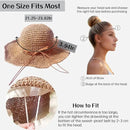 Womens Straw Beach Sun Hats, Foldable Packable Floppy Handmade Crochet Hats for Women,Large Summer Vacation Wide Brim Hat by GreenHaven Gardens