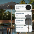10FT Solar Umbrella 32 LED Lighted Patio Umbrella Table Market Umbrella w/Tilt and Crank, UV-Resistant Outdoor Umbrella for Pool, Garden, Deck, Gray by GreenHaven Gardens