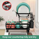 MOUKABAL Dish Drying Rack, 2 Tier Dish Rack, Large Dish Racks for Kitchen Counter, Dish Drainer with Removable Utensil Holder, Drainboard (Black) by CozyNest Decor