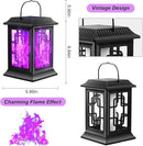 2 Pack Solar Flickering Flame Lanterns, Waterproof Hanging Outdoor Solar Lights for Garden, Patio, Yard, Pathway Decoration (Purple) by GreenHaven Gardens