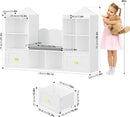 Kids Bookshelf with Reading Nook, Kids Bookcase with Soft Cushion Seat, 2 Wheels Drawers and 8 Storage Cubbies, Toy Storage Organizer for Kid's Room Playroom, Bedroom, School, White by CozyNest Decor