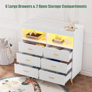 Changing Table Dresser with Drawers, Baby Dresser with Changing Table Top, Power Outlet, LED Light & Metal Feet, Diaper Changing Station Nursery Organizer for Infants Newborn, White by TinyTreasures Baby Boutique