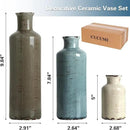 CUCUMI Ceramic Flower Vases Set of 3, Rustic Coastal Home Decor for Farmhouse Shelves, Ocean Beach Style, Mantle, Fireplace, Coffee Table, Shelf for Living Room by GreenHaven Gardens