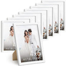 HAUS AND HUES 4x6 White Metal Picture Frames - Bulk Frames 4X6 - Features Premium Aluminum, Vertical Hanging, Easel Back for Tabletop, Home, Office (4x6 in, White, Set of 9) by CozyNest Decor