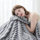 NEWCOSPLAY Super Soft Twin Blanket Light Grey Premium Silky Flannel Fleece 3D Ribbed Jacquard Lightweight Bed Blanket All Season Use (Light Grey Ribbed, Twin(60"x80")) by CozyNest Decor