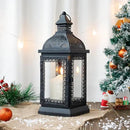 TRIROCKS Rustic Style Metal Candle Lantern 13'' High Decorative Outdoor Lantern Candle Holder with Tempered Glass for Christmas Living Room Garden Patio Parties Indoors Outdoors (Black) by CozyNest Decor
