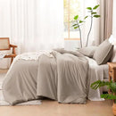 Litanika Light Coffee Comforter King Size, 3 Pieces Lightweight Solid Bedding Comforter Set, All Season Fluffy Bed Set (104x90In Comforter & 2 Pillowcases) by CozyNest Decor
