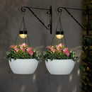 2 Packs Solar Hanging Basket Planters for Plants Outdoor, Self Watering White Flower Plants Pots with Solar Light Drainer for Balcony Patio Garden Outdoor Decoration by GreenHaven Gardens
