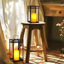 Modern Farmhouse Lantern Decor, 2Pcs Metal Candle Lanterns with Flameless Candles Black Decorative Lantern for Front Porch Covered Patio Dining Table Entryway Table Wedding Home Decor by CozyNest Decor