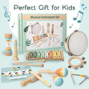 Baby Musical Instruments - Wooden Montessori Toys for Toddlers 1-3,Modern Boho Xylophone Includes Songbook with 13 Kids' Songs,Neutral Colors Wooden Percussion Instruments Set by TinyTreasures Baby Boutique