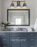 FEMILA Bathroom Vanity Light, 3-Light Modern Bathroom Light Fixture with Hammered Metal Shade Finish, Dark Blue Wall Sconce Lamp Lighting for Bedroom, 4FG59B-3W Blue by CozyNest Decor