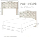 Linen Upholstered Headboard Queen/Full Size Bed Tufted Button Headboard, Featuring High-Density Sponge Padding, Luxury Texture Easy Assembly Comfort and Style-Ivory by CozyNest Decor