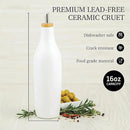 kitchentoolz Ceramic Olive Oil Dispenser Bottle - Vinegar EVOO Soy Sauce Holder - Minimalist White Kitchen Accessories - 16.9 oz Kitchen Oil Cruet Pour Bottle by CozyNest Decor