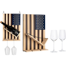 American Flag Wine Bottle Wall Rack Holder With 2 Wine Glasses By Patriotic Centerpi by The Wine Savant