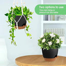 Hanging Planters for Indoor Outdoor Plants, 2 Pack Self Watering Hanging Pot with Drainage Holes, Removable Tray & 2 Kinds of Plant Hangers, 8'' Hanging Flower Pots for Home Garden Decor, Black by CozyNest Decor