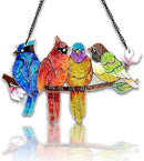 Stained Glass Window Hanging - Birds on A Branch Suncatcher for Window Doors Home Decoration, Valentine's Day Mother's Day Birthday Bird Lover Gifts for Women, Men, and Mom Grandma by TinyTreasures Baby Boutique