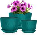 Plant Pots 12/10/9 Inch Pots, Set of 3 Plastic Planters with Drainage Holes and Saucers,Plastic Flower Pots,Nursery Planting Pot for Indoor Out Door Plants（Teal） by GreenHaven Gardens