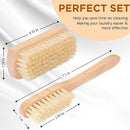 Boar Bristle Laundry Stain Brush Set by TAKAVU, Stiff Pure Boar Bristle for Scrubbing Out Tough Stains on Delicate Fabrics Knits Cotton Leather Washable Fabrics by CozyNest Decor