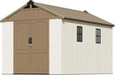 Patiowell 8 x 12 FT Plastic Outdoor Storage Shed with Floor, Resin Shed with Window and Lockable Door for Garden, Backyard, Tool Storage Use, Easy to Install in Brown (Kick-it Shed) by GreenHaven Gardens