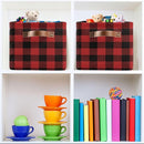 Red and Black Buffalo Plaid Storage Basket Cube Storage Bins Organizer Bag Collapsible Closet Shelf Baskets with handle for Baby Cloth Pet Toy Book 14.2×10.2×8.3 IN by TinyTreasures Baby Boutique