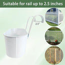 10" Hanging Flower Pots, Pack of 6 White Metal Outdoor Patio Balcony Planter, Railing Planters Fence Pot with Detachable Hook & Drainage Hole for Small Plants (White, 6Pcs) by CozyNest Decor