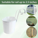 10" Hanging Flower Pots, Pack of 2 White Metal Outdoor Patio Balcony Planter, Railing Planters Fence Pot with Detachable Hook & Drainage Hole for Small Plants (White, 2Pcs) by CozyNest Decor
