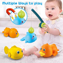 Dwi Dowellin Bath Toys for Toddlers, Magnetic Fishing Games Kids Bathtub Toys, Mold Free Wind-up Toys Swimming Fish Duck Whale Floating Water Toys for Kids Baby Infant by TinyTreasures Baby Boutique